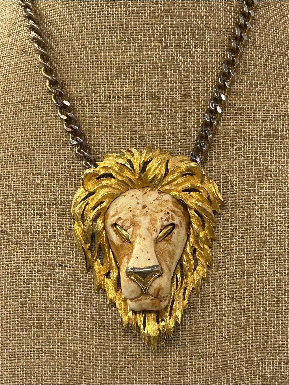 1970’s Luca Razza large lion statement necklace